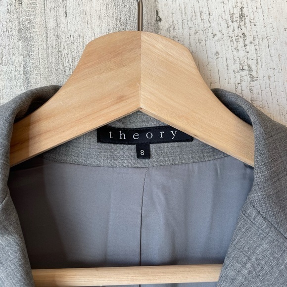 Theory Gray Blazer Wool Blend Blazer Size: 8 - Picture 4 of 12